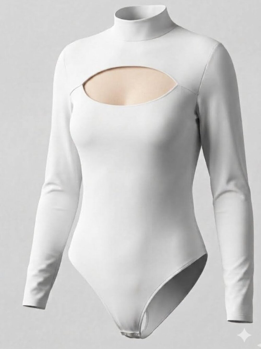 ASOS Curve Plus Size Edit Luxe Handle White Mock Turtleneck CutOut Bodysuit 3597